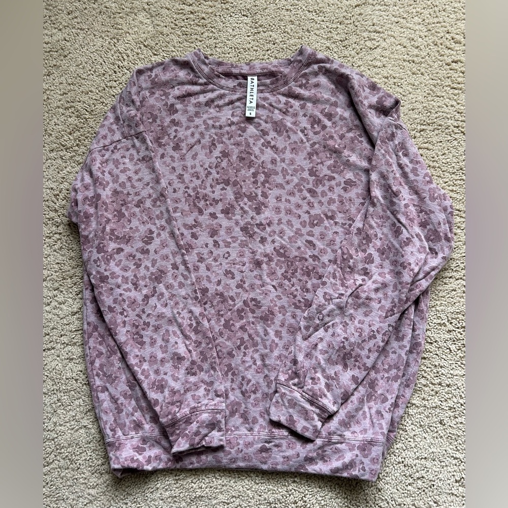 Athleta Leopard Studio to Street Crewneck-Small